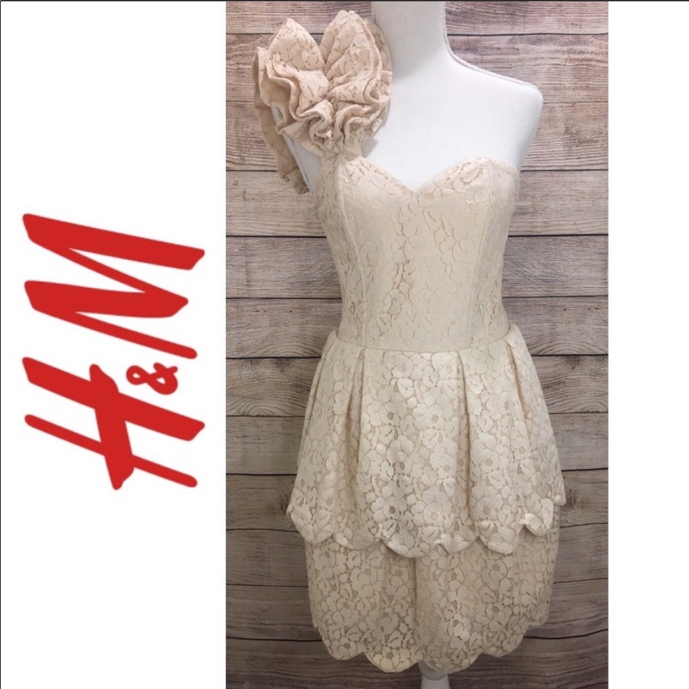 H&M Lace Dress with Shoulder Ruffle